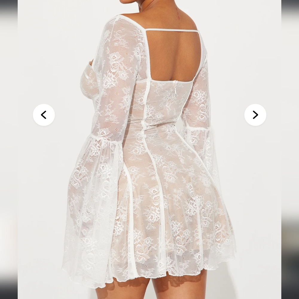 NWOT White Lace Mini Dress - Picture 2 of 2